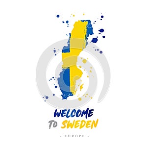 Welcome to Sweden. Flag and map of the country