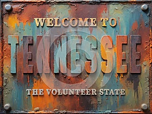 Welcome to Tennessee rusted street sign