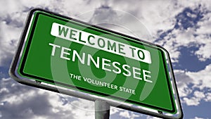 Welcome to Tennessee, The Volunteer State. US Road Sign, Realistic Animation