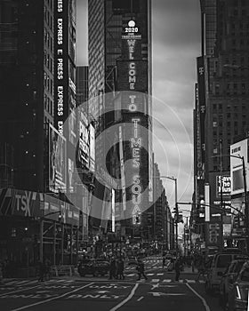 Welcome to Times Square sign in Midtown Manhattan, New York City