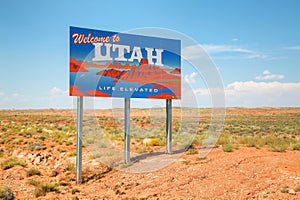 Welcome to Utah road sign