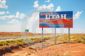 Welcome to Utah road sign photo