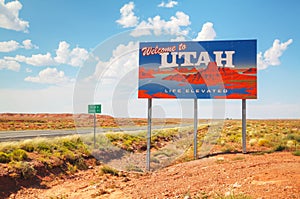 Welcome to Utah road sign