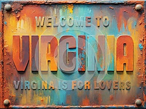 Welcome to Virginia rusted street sign