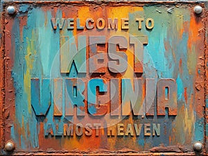 Welcome to West Virginia rusted street sign