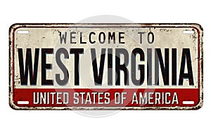 Welcome to West Virginia vintage rusty metal plate