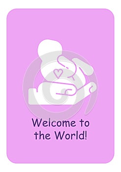 Welcome to world little one greeting card with glyph icon element