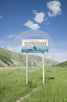 Welcome to Wyoming road sign