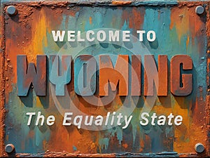 Welcome to Wyoming rusted street sign