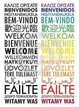 WELCOME vertical tag cloud with translations