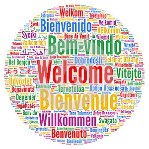 Welcome word cloud in different languages