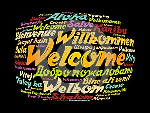 WELCOME word cloud in different languages photo