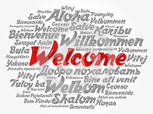 WELCOME word cloud in different languages photo