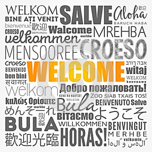 WELCOME word cloud in different languages photo