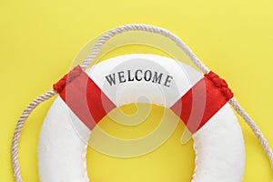 WELCOME word on the lifebuoy