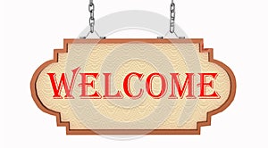 Welcome word on retro sign isolated in white background - 3d rendering