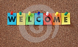 Welcome Word Sign Colorful Paper Notes