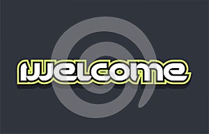 welcome word text logo design green blue white