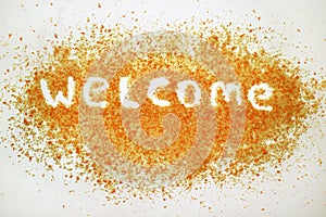 Welcome Word Typography Breadcrumbs White Background