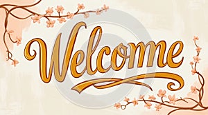 Welcome words lettering with background