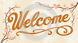 Welcome words lettering with background