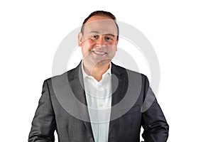 Welcoming businessman portrait with copy space