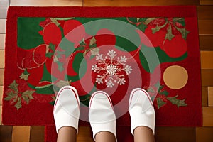 Welcoming Christmas Vibrant and Whimsical Doormats.AI Generated