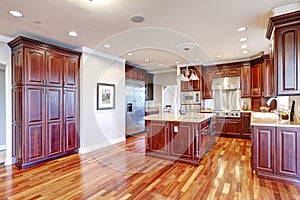 Welcoming kitchen with large kitchen island