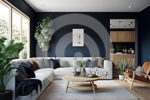 Welcoming Living Room: Luxurious Couch, Refined Table & Vibrant Color Palette
