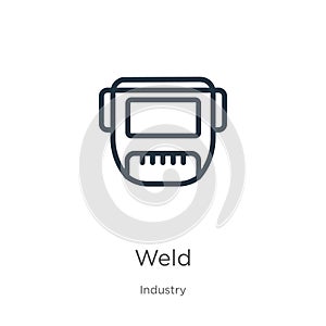 Weld icon. Thin linear weld outline icon isolated on white background from industry collection. Line vector weld sign, symbol for