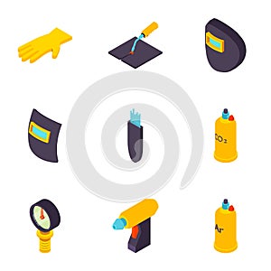 Weld icons set, isometric style