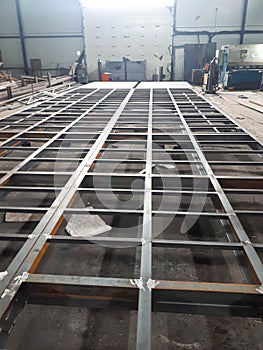 Welded metal beams. Fabricated Steel Structures photo