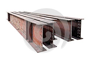 Welded metal beams isolated on white background