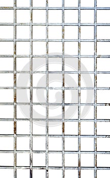 Welded wire mesh, Vertical rebar isolated on white.