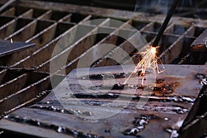 Welder, craftsman, erecting technical steel Industrial steel welder