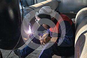 The welder is gaining increased cladding weld