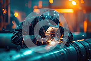 A welder welding a pipe