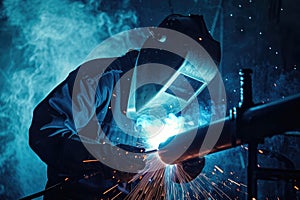 A welder welding a pipe