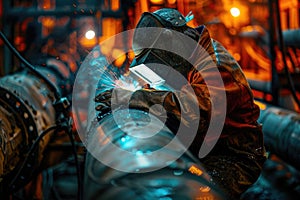 A welder welding a pipe