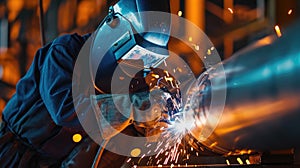 A welder welding a pipe