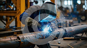 A welder welding a pipe