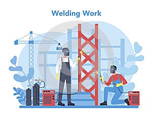Welder and welding service concept. Professional welder
