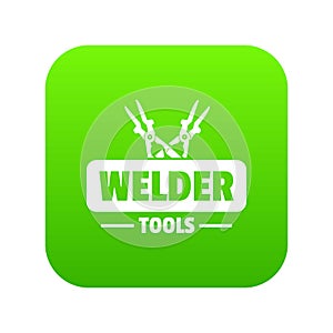 Welder work icon green vector