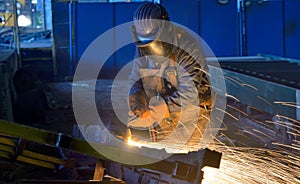 Welder work inside of plant