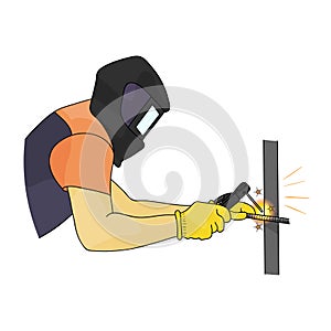 Welder at work. Welding. Cartoon Vector Illustration photo