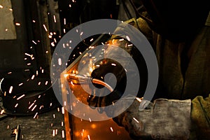 welder work, welding sparks, workshop production