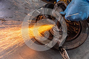 Welder working at the factory