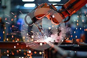 Welder Working on a Piece of Metal in a Factory