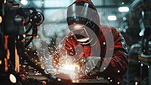 The welder in workshop.AI generated image