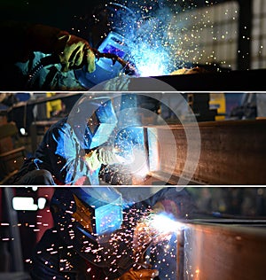 Welders work at the factory